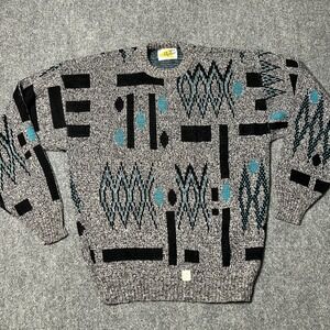Poplar Sweater Mens Large USA Made  Acrylic 80's Saved By bell Zach Morris USA‎